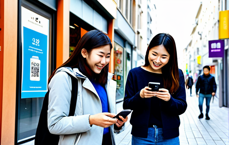 Z세대와 온라인 쇼핑 & 모바일 결제 (Z Generation & Online Shopping/Mobile Payment)**

"A diverse group of young adults (Z世代) happily shopping on their smartphones in a bright, modern city street with various shops in the background, fully clothed in trendy and modest street style clothing, using mobile payment apps, QR codes displayed, safe for work, appropriate content, professional, perfect anatomy, well-formed hands, natural proportions, high quality, vibrant colors, family-friendly."

**